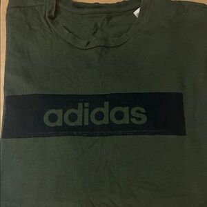 🔥5 for 20🔥Adidas Olive Green Tee with Black Logo L